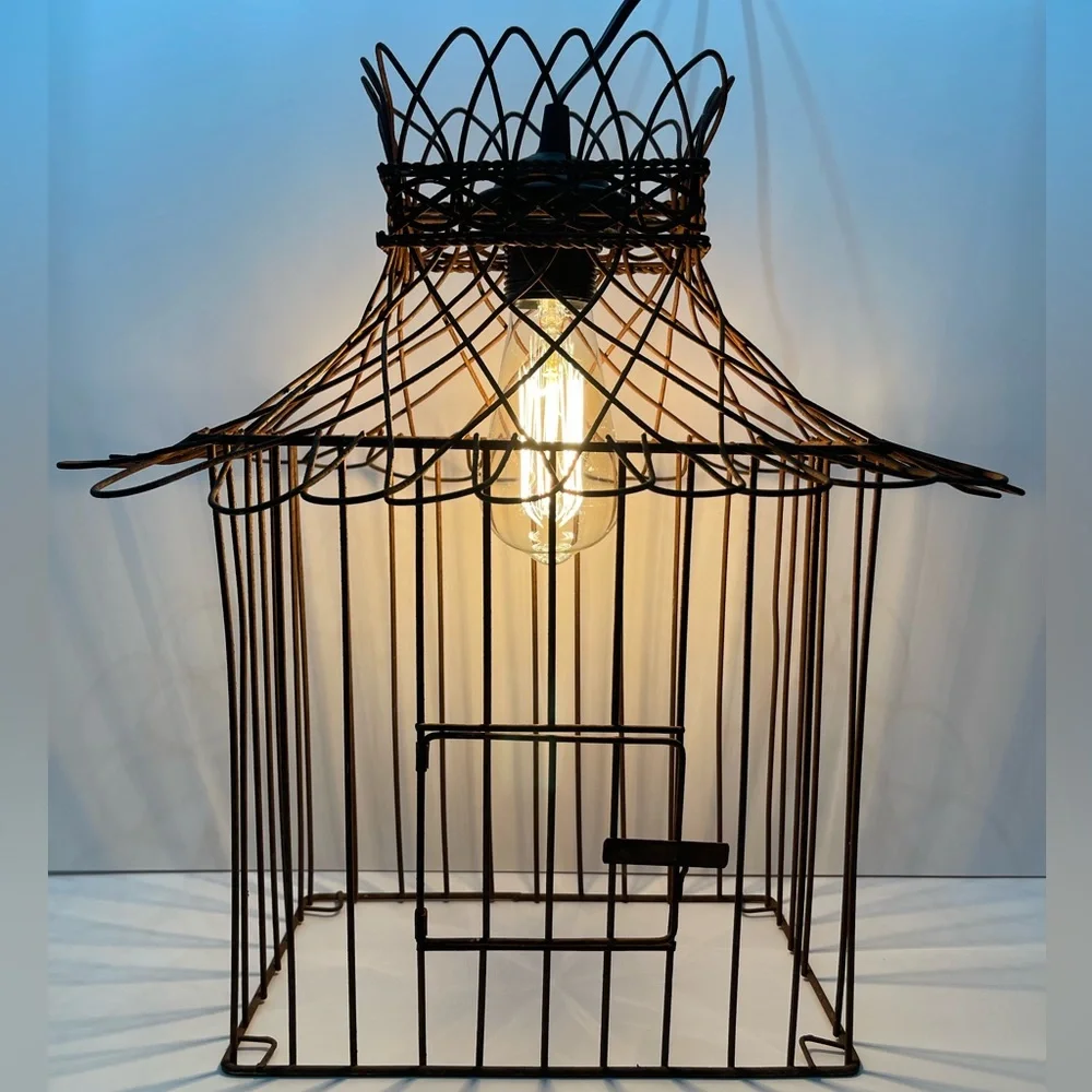 Vintage rustic birdcage pendant light